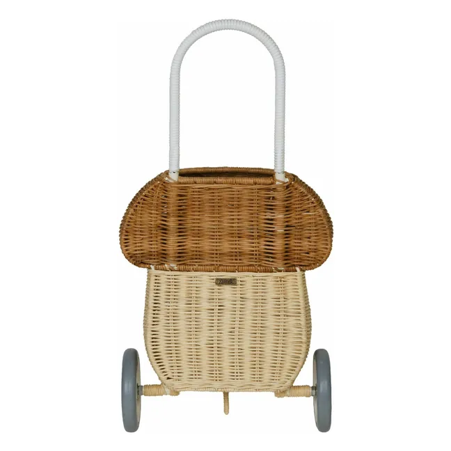 Rattan wheeled basket Champignon