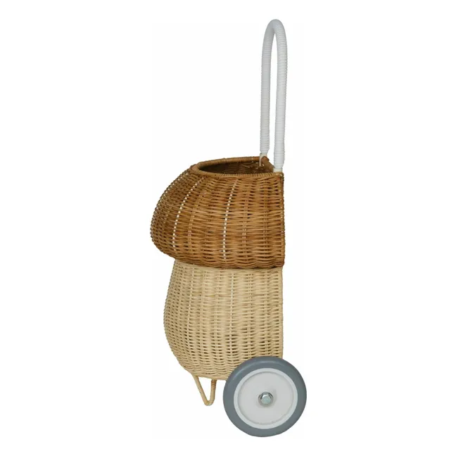 Rattan wheeled basket Champignon