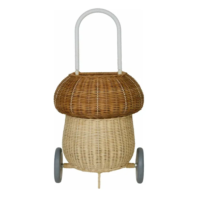 Rattan wheeled basket Champignon