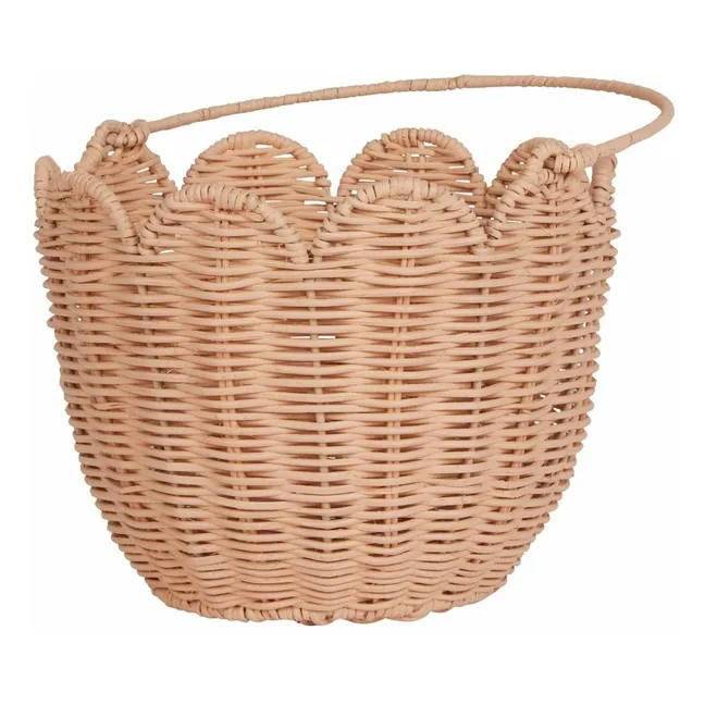 Cesta de ratán con pétalos | Rosa Melocotón