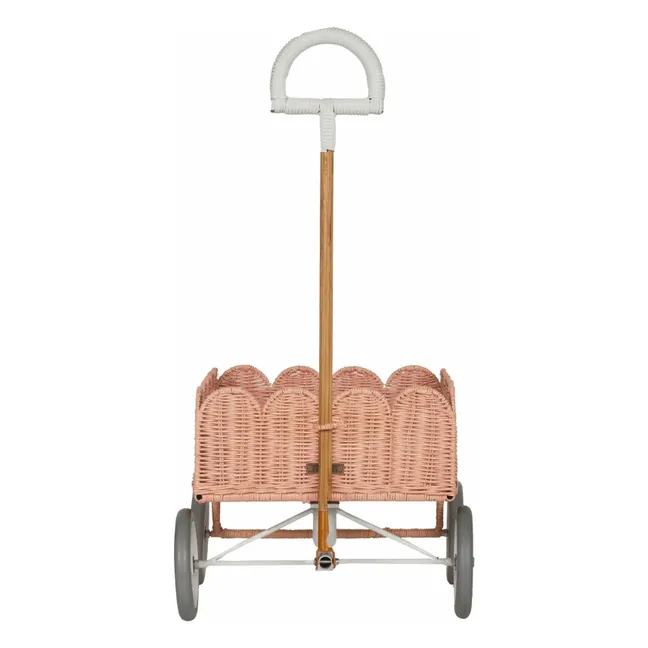 Rattan-Trolley Petal | Pfirsichfarben