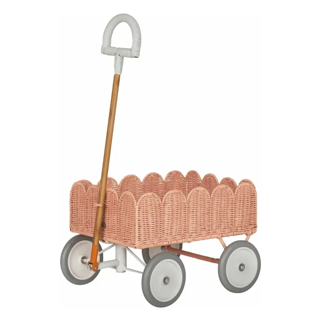 Chariot en rotin Petal | Rose pêche