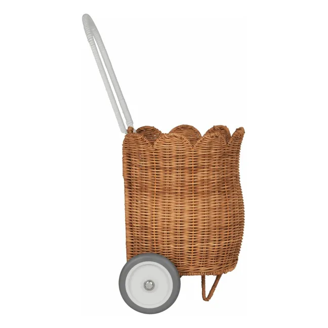Panier à roulettes en rotin Petal