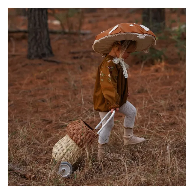 Rattan wheeled basket Champignon