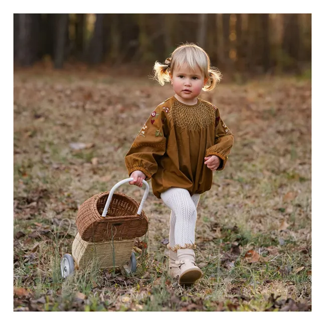 Rattan wheeled basket Champignon