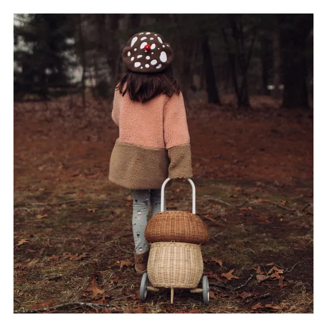 Rattan wheeled basket Champignon