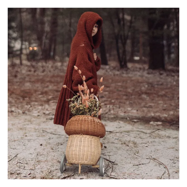 Panier à roulettes en rotin Champignon