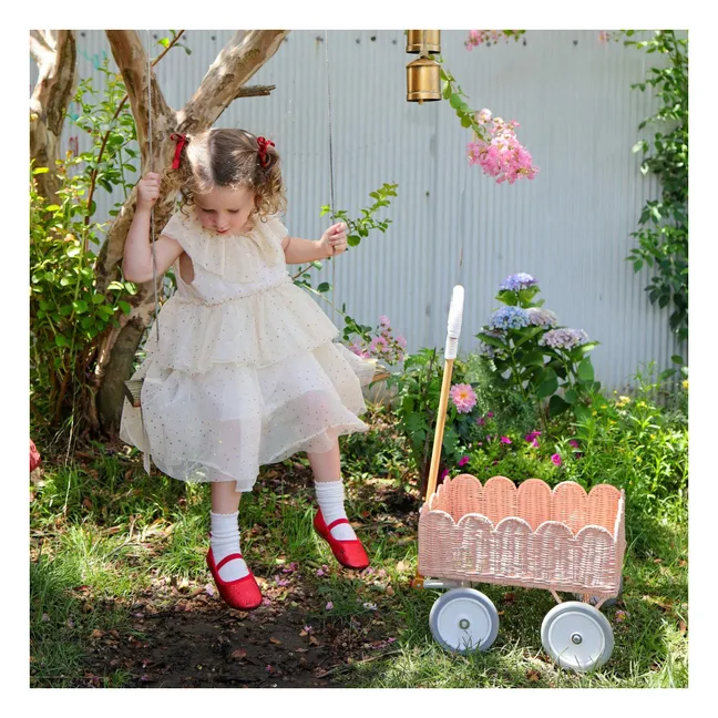 Rattan-Trolley Petal | Pfirsichfarben