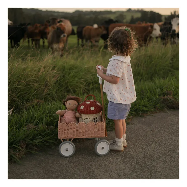 Chariot en rotin Petal | Rose pêche- Image produit n°1