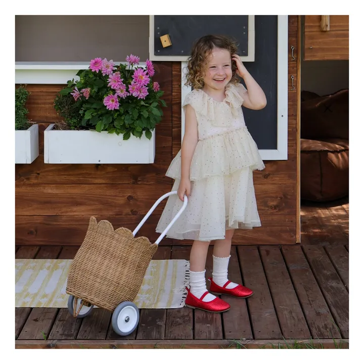 Petal rattan basket on wheels- Product image n°4