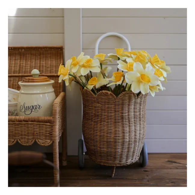 Panier à roulettes en rotin Petal