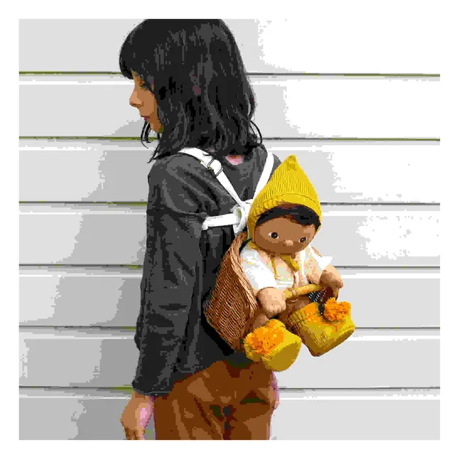 Cesta de ratán para bicicleta de muñecas