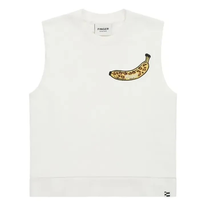 Finger In The Nose Off White Clem Organic Cotton Sleeveless Sweatshirt