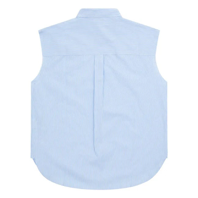 Laura Striped Sleeveless Shirt | Light Blue