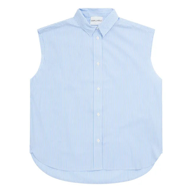 Laura Striped Sleeveless Shirt | Light Blue