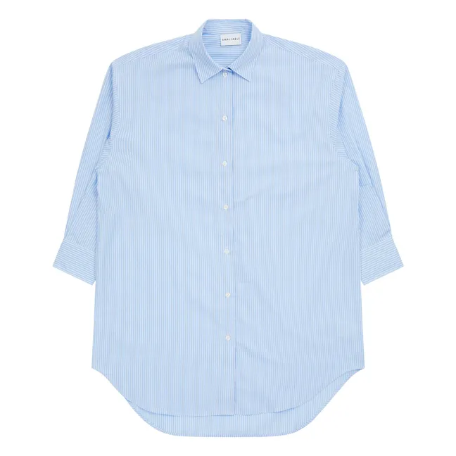 Robe Chemise Lydie Rayée | Bleu Clair