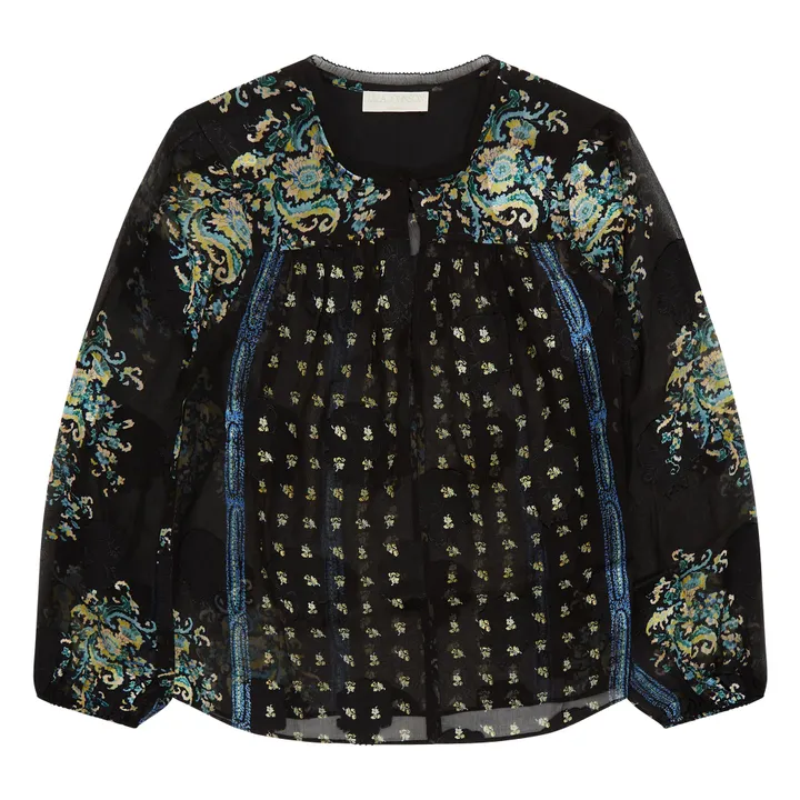 Blusa de seda Aster | Azul Noche- Imagen del producto n°0