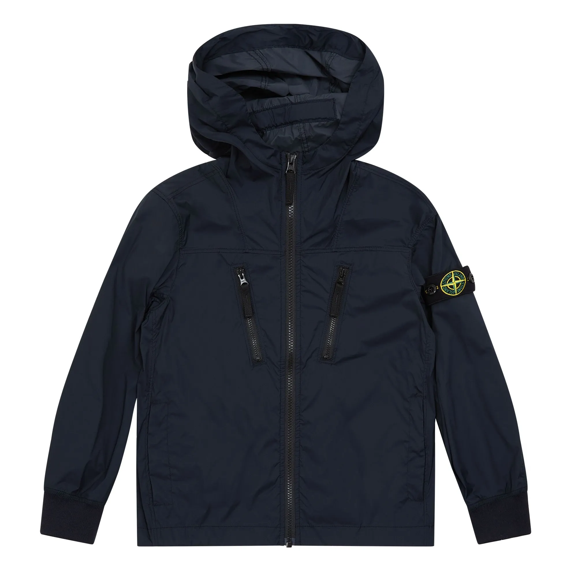 Stone Island Navy Blue Logo Hooded Jacket