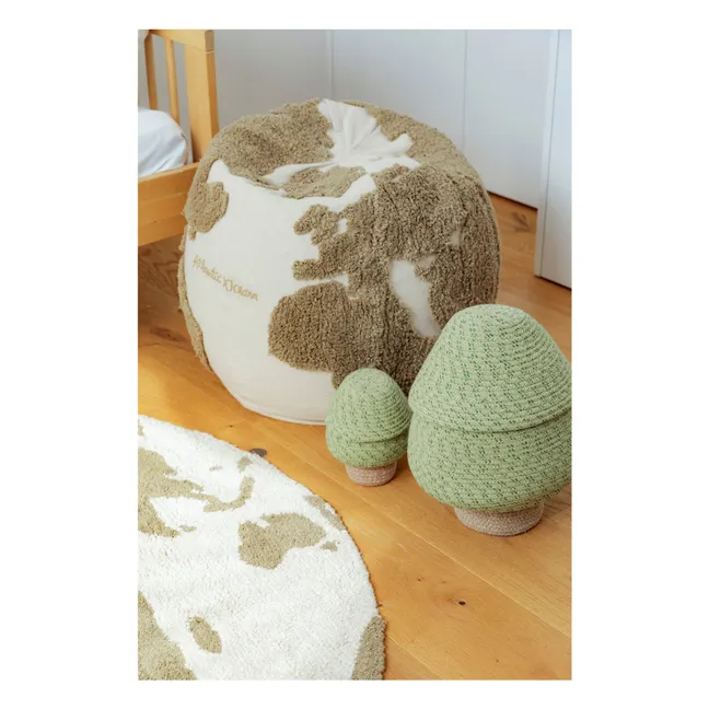 Pouf World map | Vert kaki