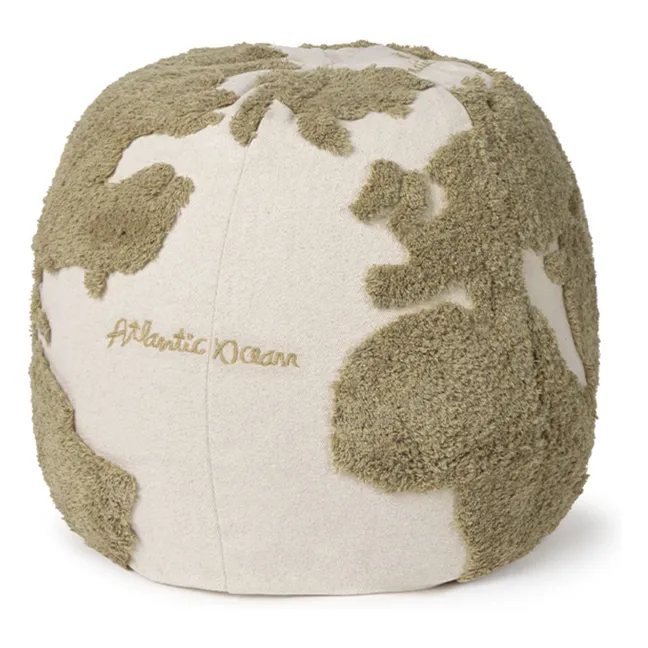 Puff mapamundi | Verde Kaki