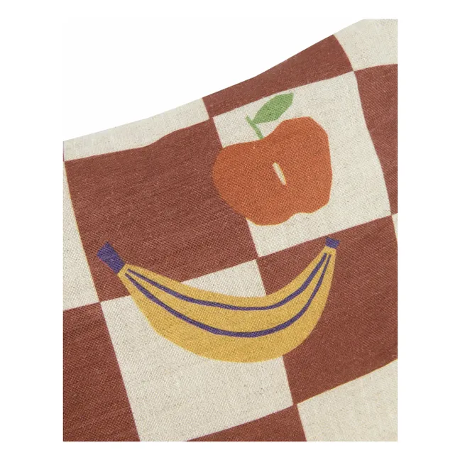 Coussin rectangulaire Fruits Vibes - Lin Français | Camel