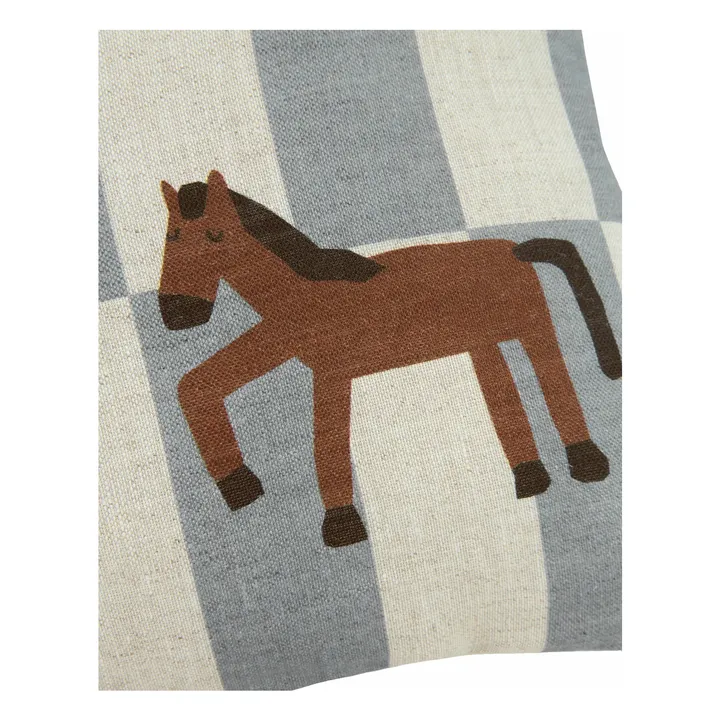 Coussin rectangulaire Cheval Vibes - Lin Français | Bleu- Image produit n°1