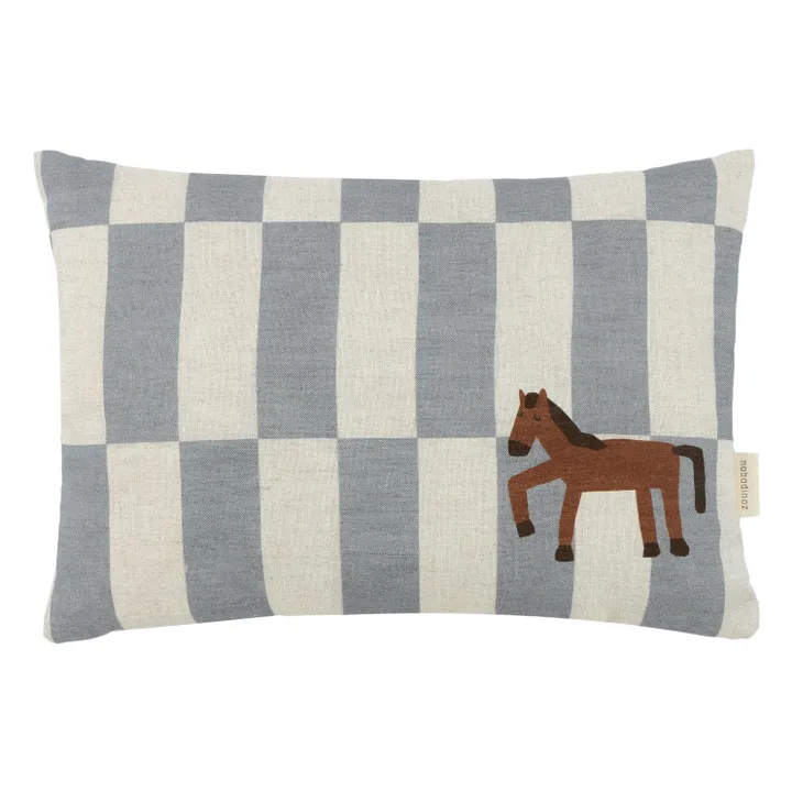 Cojín rectangular Cheval Vibes - Lino francés | Azul- Imagen del producto n°0