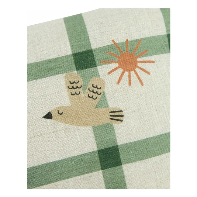 Coussin rectangulaire Oiseau Vibes - Lin Français | Vert