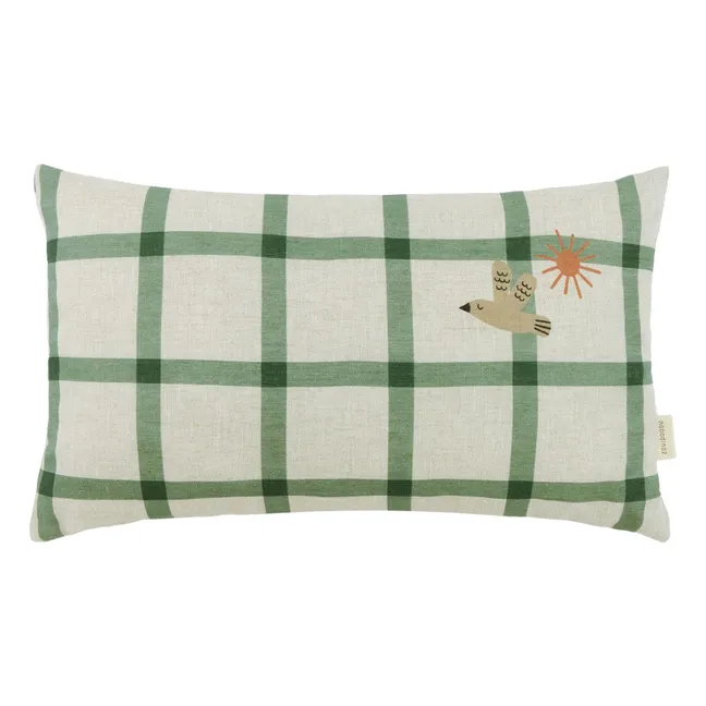 Cojín rectangular Oiseau Vibes - Lino francés | Verde