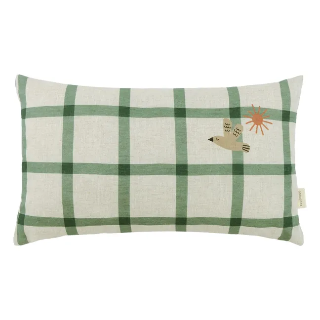 Coussin rectangulaire Oiseau Vibes - Lin Français | Vert