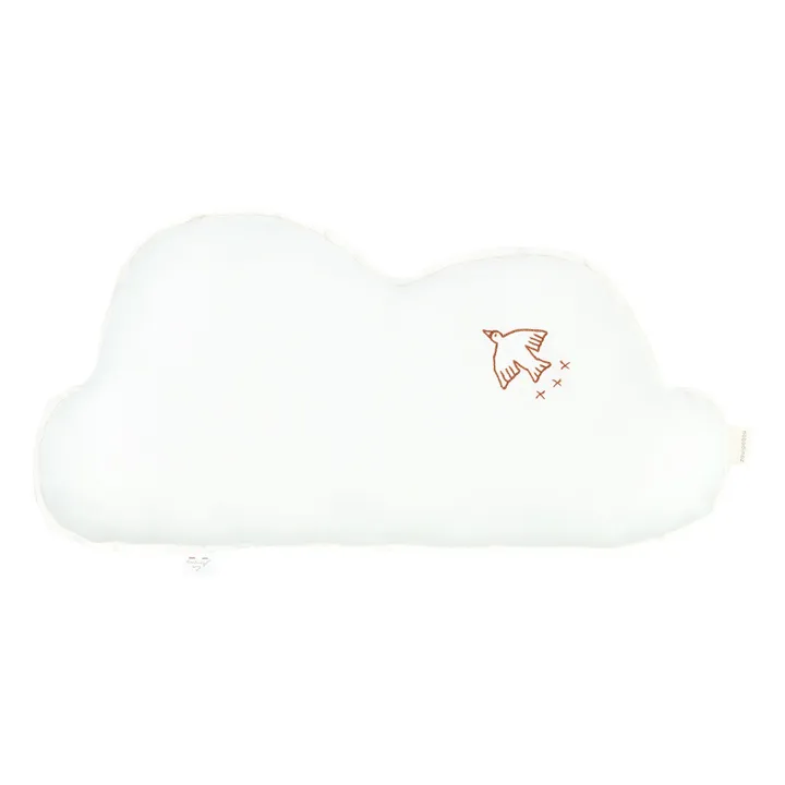 Coussin Nuage avec broderie Oiseau - Lin Français | Ecru- Image produit n°0