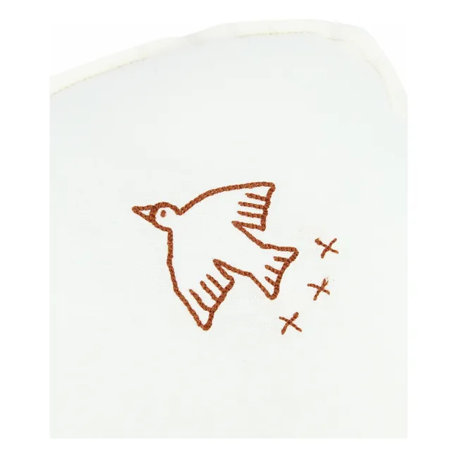 Coussin Nuage avec broderie Oiseau - Lin Français | Ecru