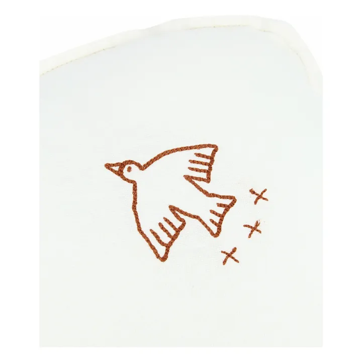 Coussin Nuage avec broderie Oiseau - Lin Français | Ecru- Image produit n°1