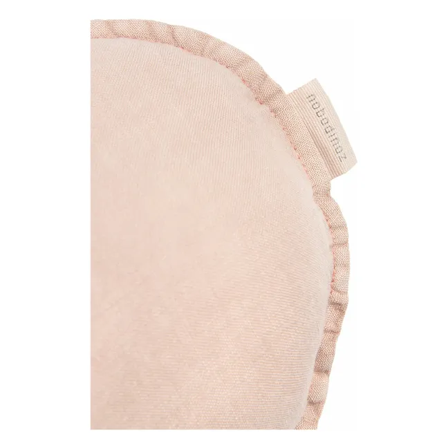 Coussin Nuage avec broderie Oiseau - Lin Français | Rose pâle