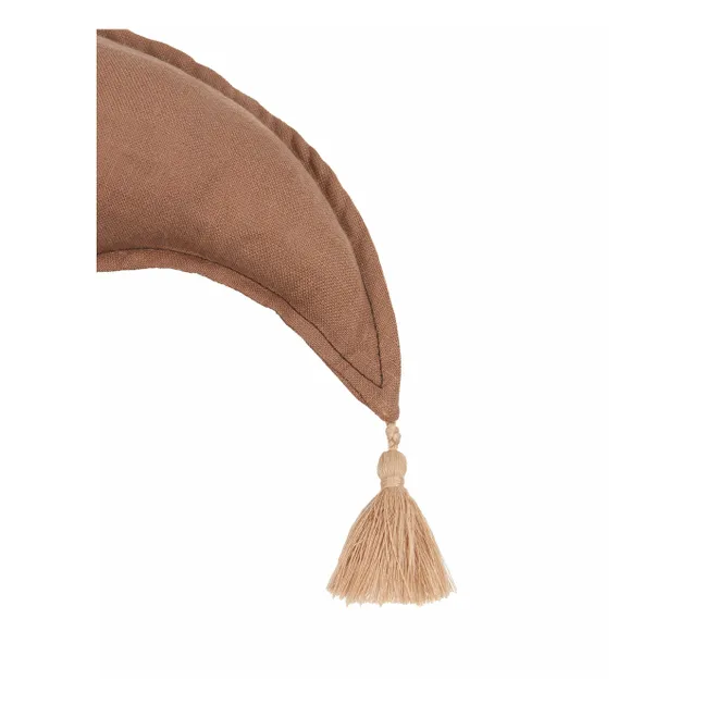 Coussin Lune - Lin Français | Noisette