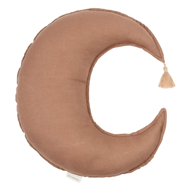 Coussin Lune - Lin Français | Noisette