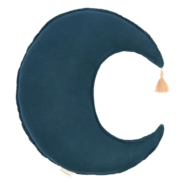 Coussin Lune - Lin Français | Bleu nuit