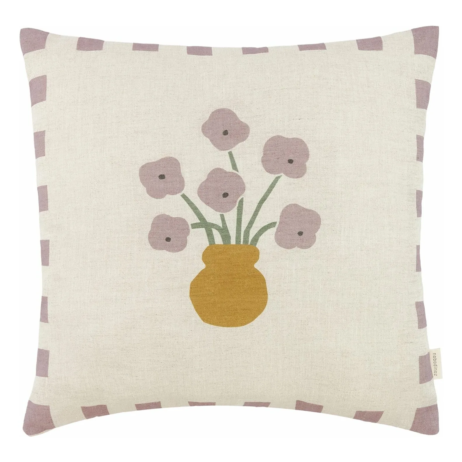 Nobodinoz Lilac Fleurs Cushion - French Linen