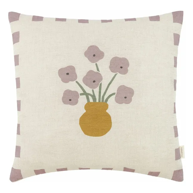 Coussin Fleurs - Lin Français | 	Lilas