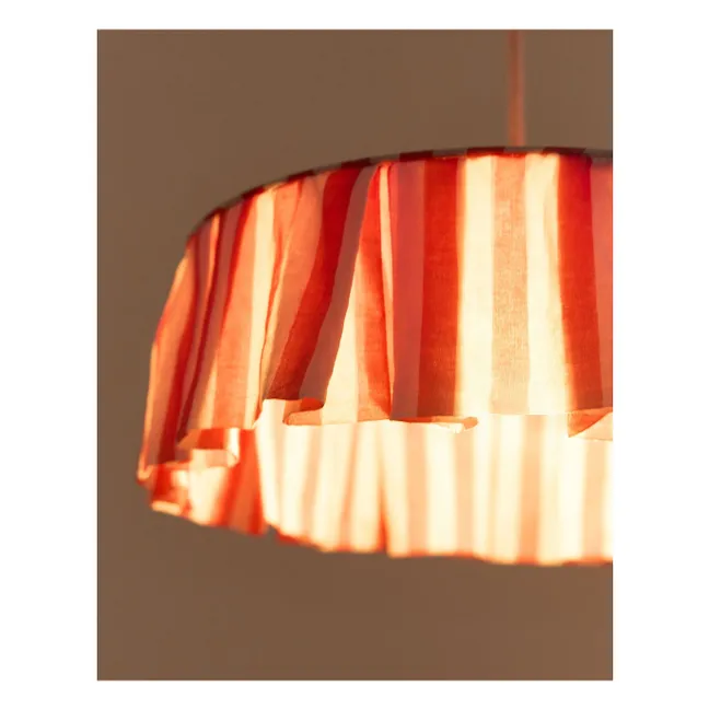Gestreifter Lampenschirm Vibes aus Bio-Baumwoll-Voile | Rot