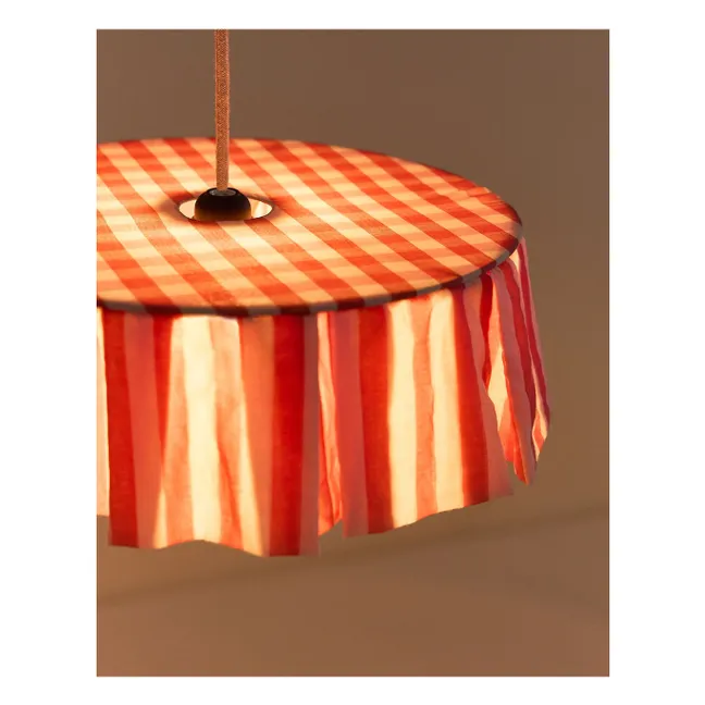 Gestreifter Lampenschirm Vibes aus Bio-Baumwoll-Voile | Rot