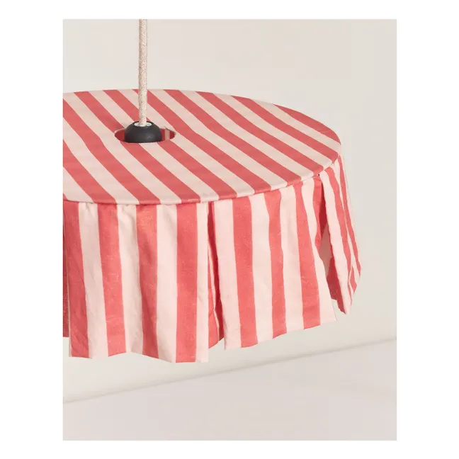Abat-jour Vibes rayé en voile de coton bio | Rouge