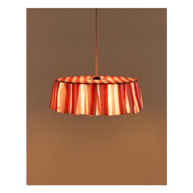 Gestreifter Lampenschirm Vibes aus Bio-Baumwoll-Voile | Rot
