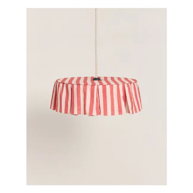 Abat-jour Vibes rayé en voile de coton bio | Rouge