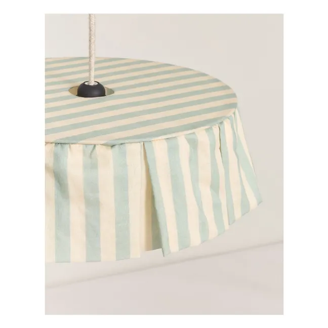Abat-jour Vibes rayé en voile de coton bio | Turquoise
