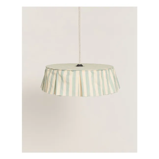Abat-jour Vibes rayé en voile de coton bio | Turquoise