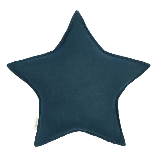 Coussin Etoile - Lin Français | Bleu nuit