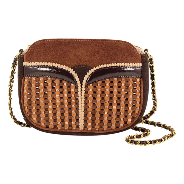 Borsa Divine in pelle scamosciata e tessuto | Marrone