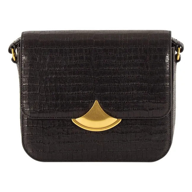 Diviluz E Bag Crocodile Embossed Leather | Black