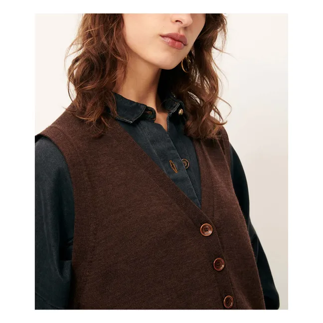 Gilet Sans Manches Giancarlo Laine Mérinos | Marron